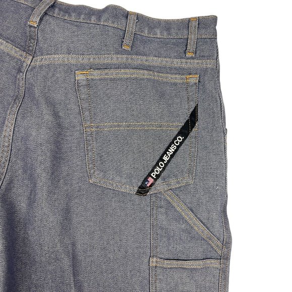 Ralph Lauren Shorts Men 40 in Silver/Blue VINTAGE Denim Polo Jean Worker - Picture 6 of 16